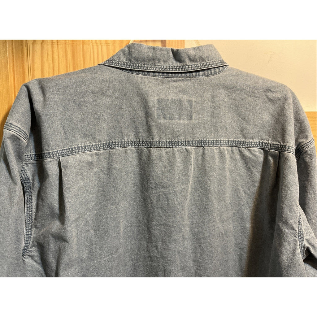 Redhead Vintage Shirt Men’s L Blue Canvas Long Sleeve Cotton Button Embroidered