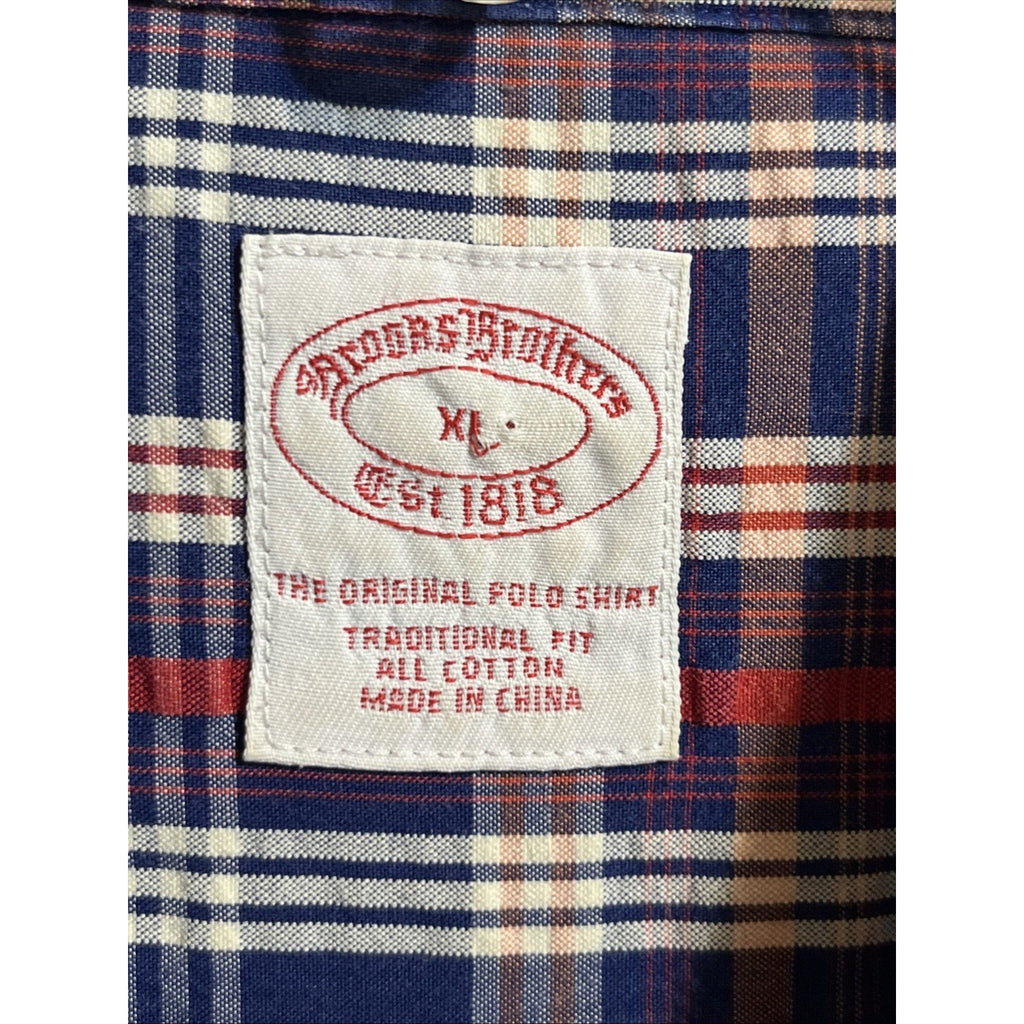Brooks Brothers Men’s XL Traditional Fit Red Blue Check Dress Long Sleeve Shirt
