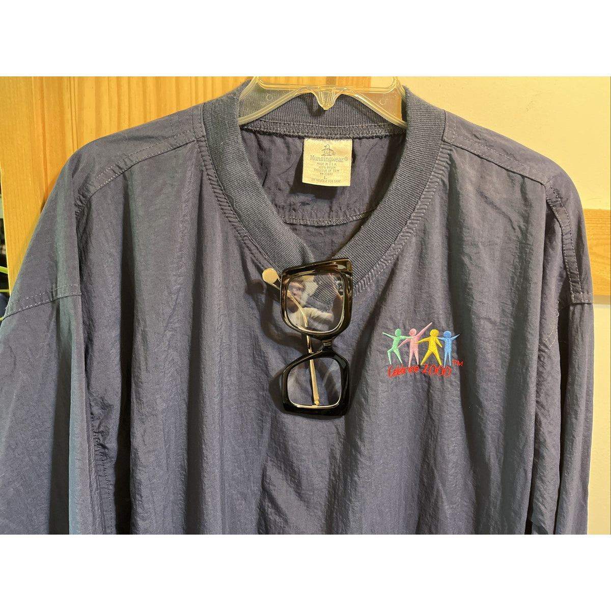 Vintage Munsingwear Celebrate 2000 L Navy Sweatshirt Pullover Golf Windbreaker