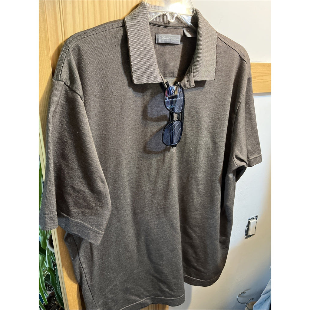 Daniel Cremieux Polo Shirt Men's L Golf Signature Collection Gray Short Sleeve
