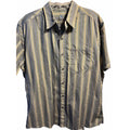 Kuhl Men's Sz L Gray Striped Button Down Short Sleeve Pocket Cotton Poly Shirt