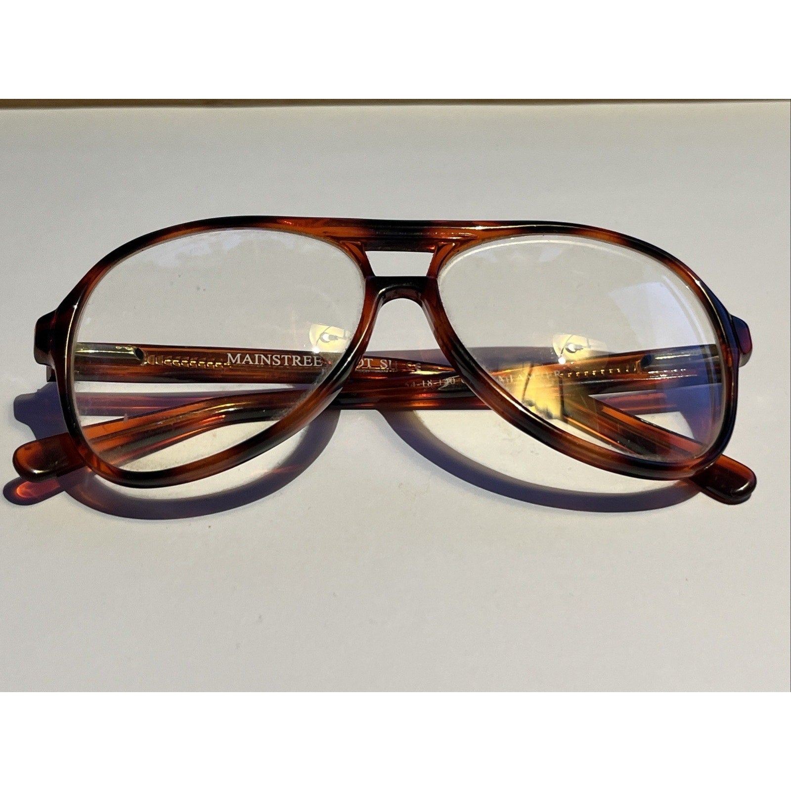 Mainstreet Pilot VTG Eyeglasses Sunglass Frames 54-18-145MM Demi Amber Aviator