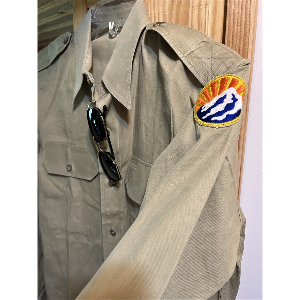 VTG 1945 World War II US Army Button Shirt Montana Nat Guard Military Clothing