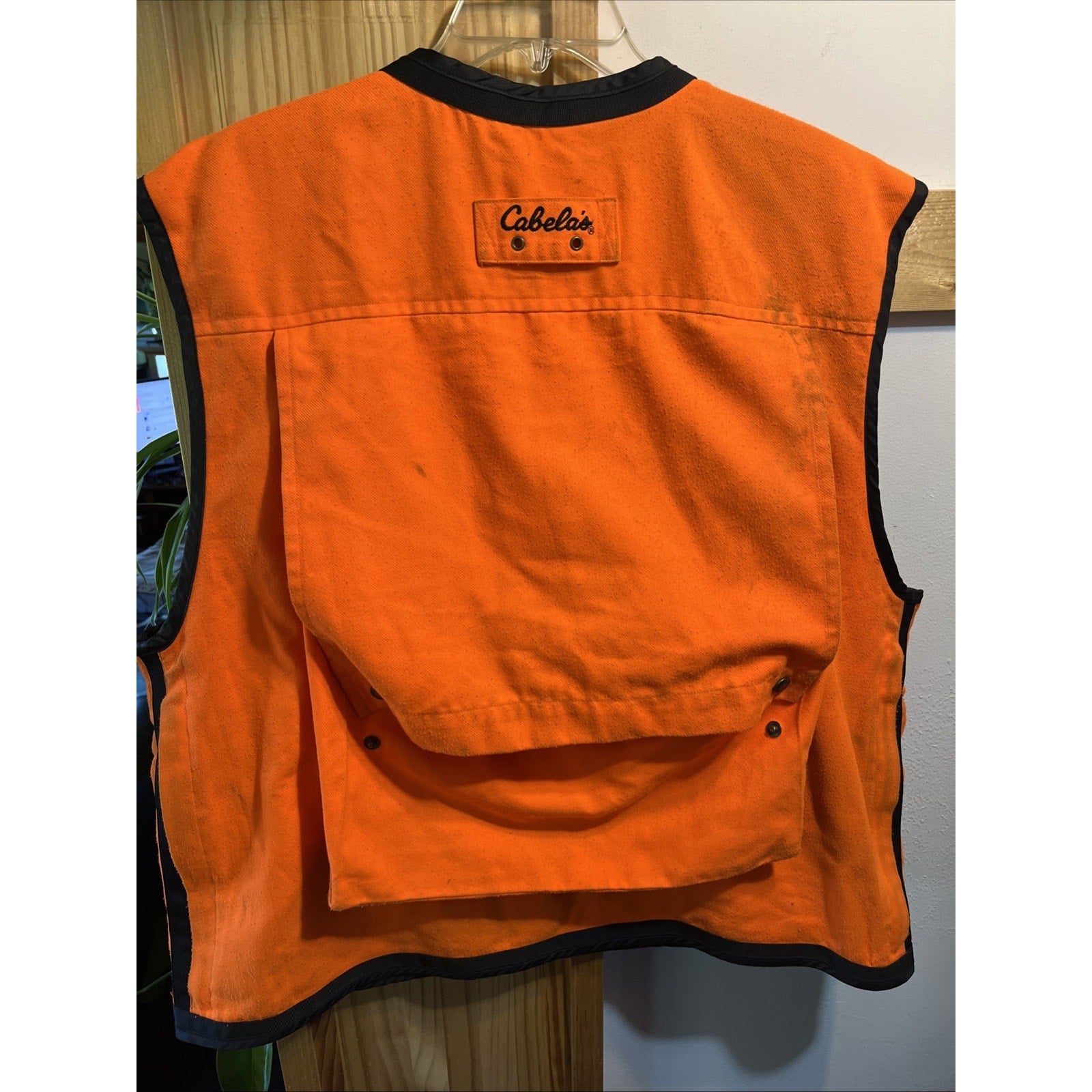 Vintage Cabela’s Hunting Vest Adult Mens Large Orange Bird Pouch Pockets Cabela