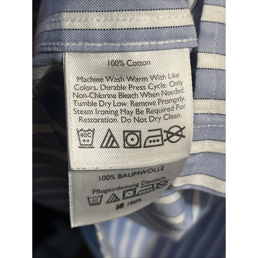 Eddie Bauer Men’s Blue Striped Shirt XLT Cotton Long Sleeve Button Up