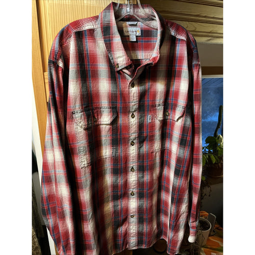 Carhartt Shirt Mens XXL Red Plaid Outdoor Relaxed Fit Button Workwear Western