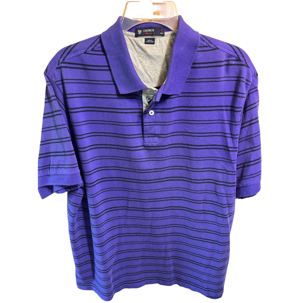Daniel Cremieux Classics Club 38 Polo Shirt Mens L Purple Striped Short Sleeve