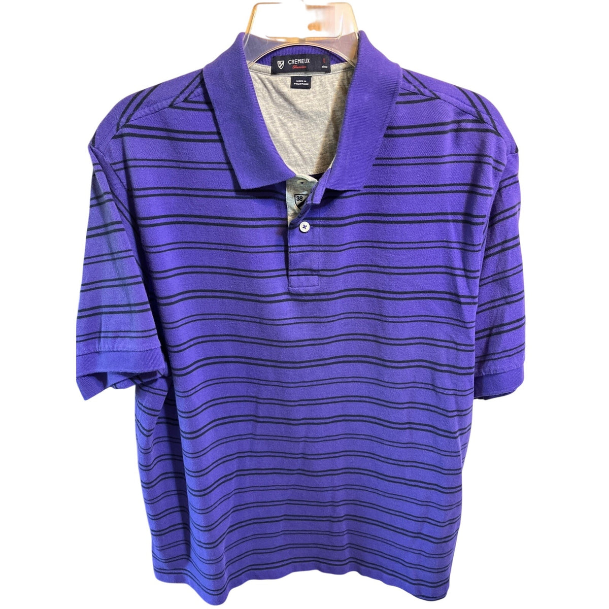 Daniel Cremieux Classics Club 38 Polo Shirt Mens L Purple Striped Short Sleeve