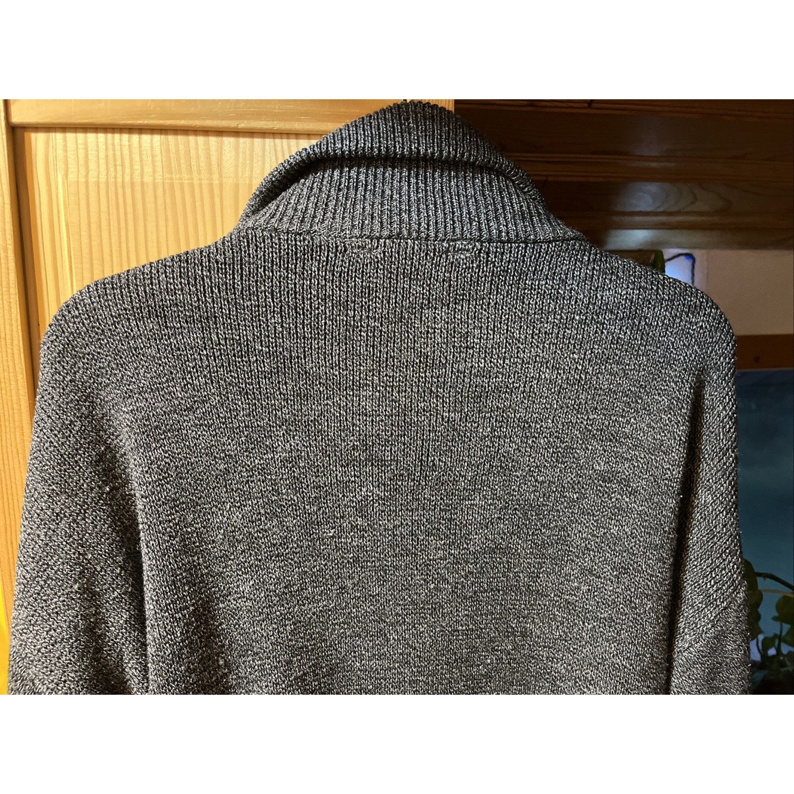 Haband Full Zip Cardigan L Mock Neck Gray Nordic Sweater Pockets Acrylic LS VTG
