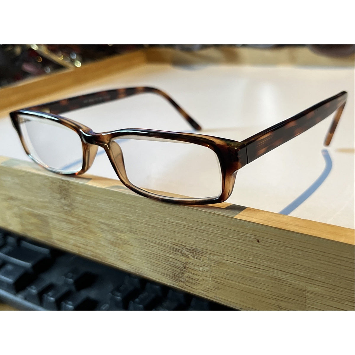 Tempo Eyeglasses HE 8000 52-17-145 Rectangular Brown Tortoise Frames Only