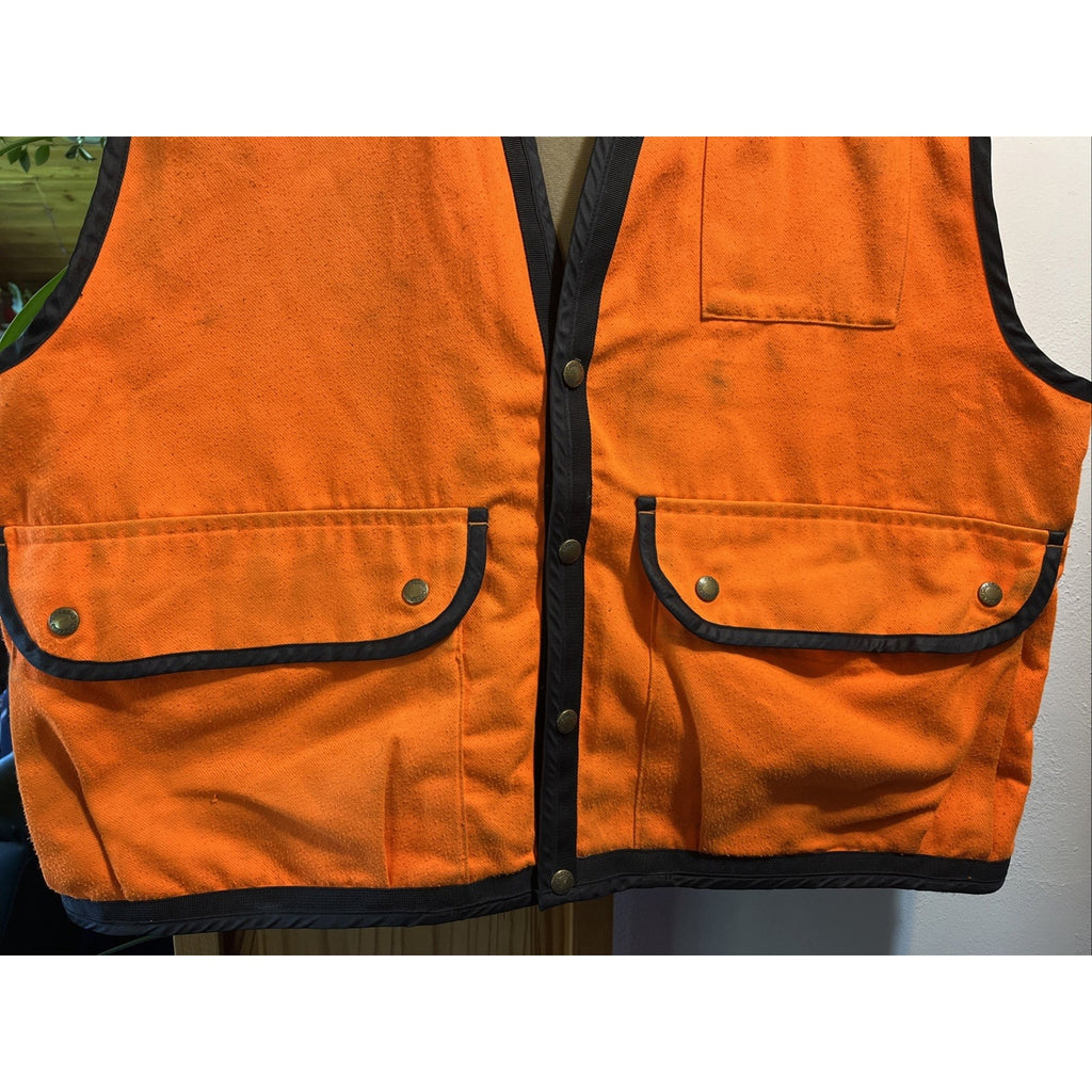 Vintage Cabela’s Hunting Vest Adult Mens Large Orange Bird Pouch Pockets Cabela