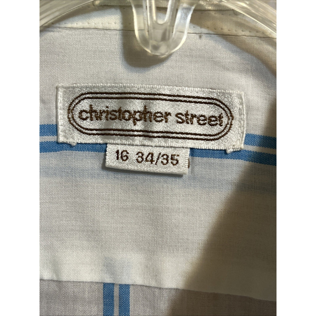 Vintage Christopher Street Men’s Size M 15.5 32-33 Blue Striped Button Up shirt