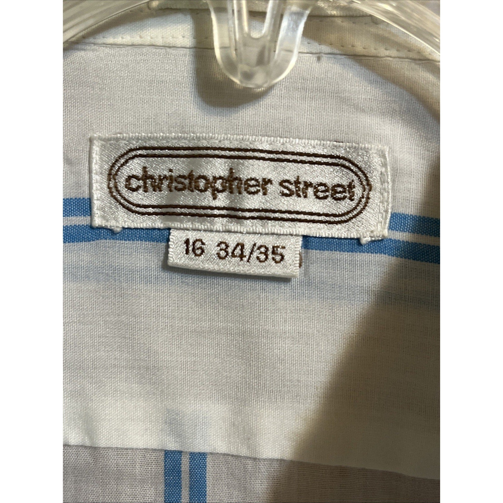 Vintage Christopher Street Men’s Size M 15.5 32-33 Blue Striped Button Up shirt