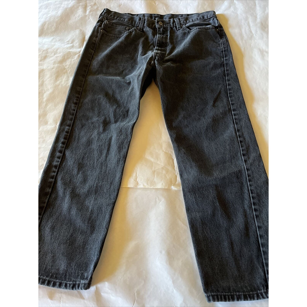 Levis Jeans Mens 33x28 Dark Gray 505 Reg Straight Leg Denim Cotton Workwear EUC