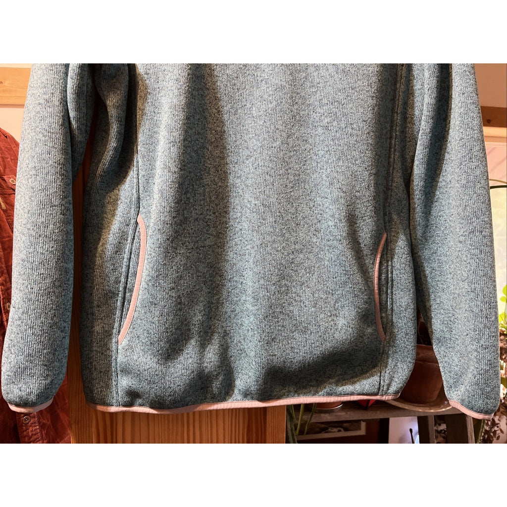 LL Bean Sweater Womens Medium Blue Pullover Snap Button Fleece Ladies Outdoors