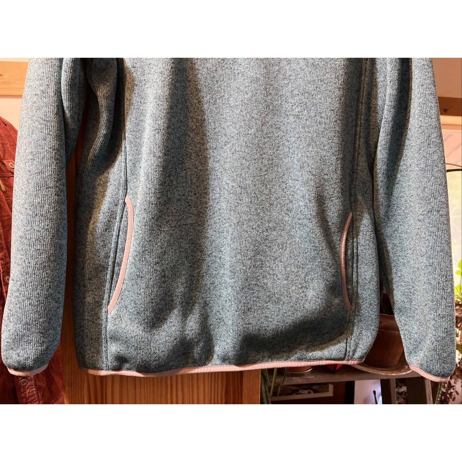 LL Bean Sweater Womens Medium Blue Pullover Snap Button Fleece Ladies Outdoors