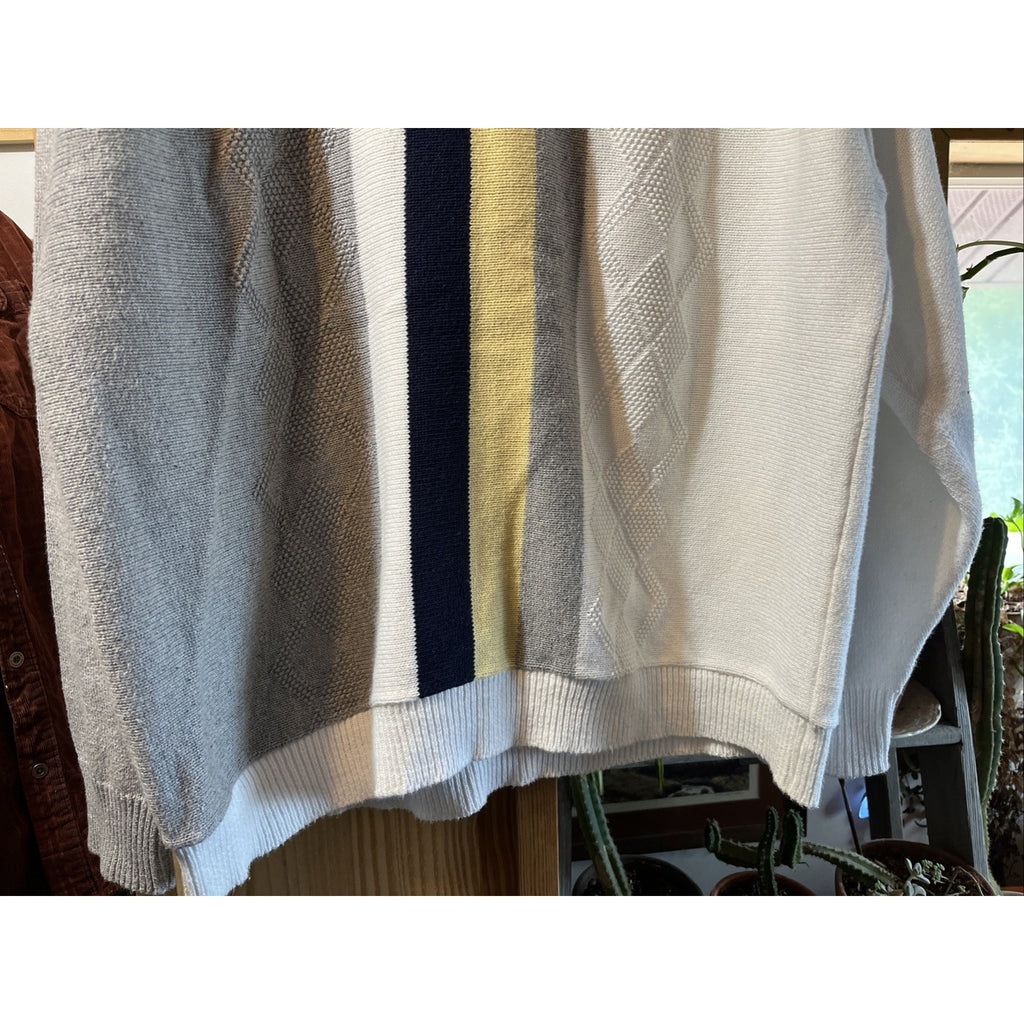 Vintage 90s Carmel Golf Embroidered Pullover Knit Sweater Size XL Gray White USA