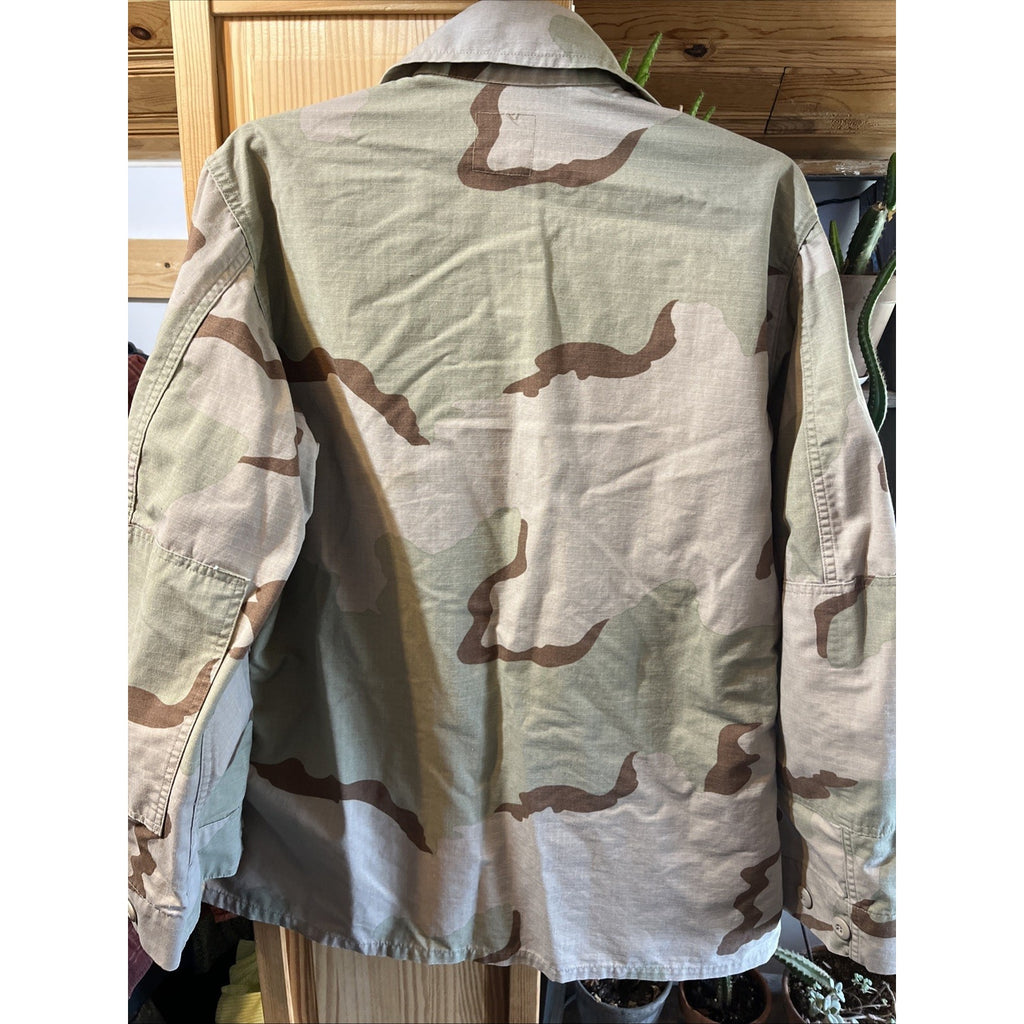 US Army Vintage Camo BDU Field Jacket Shirt Camouflage Military Coat Medium Reg