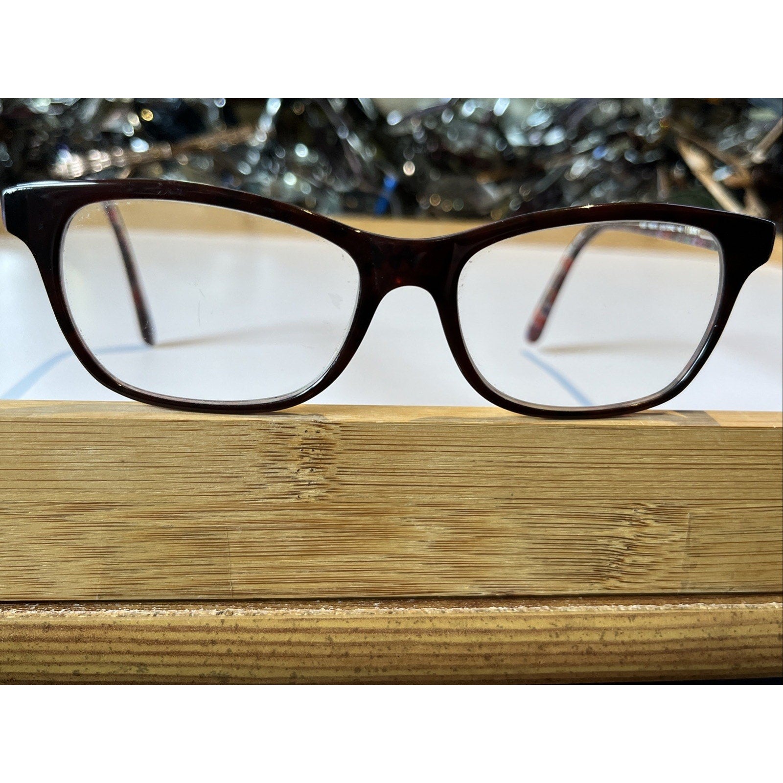 Bebe Brown Floral Interior Cat Eye Glasses Rosy BB5118 210 Topaz 55-17-140
