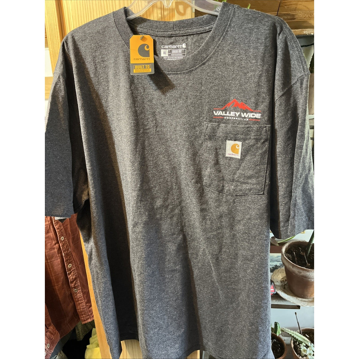 Carhartt Tee Shirt Men Xl Gray Cotton Loose Fit Valley Wide Cooperative Logo NWT