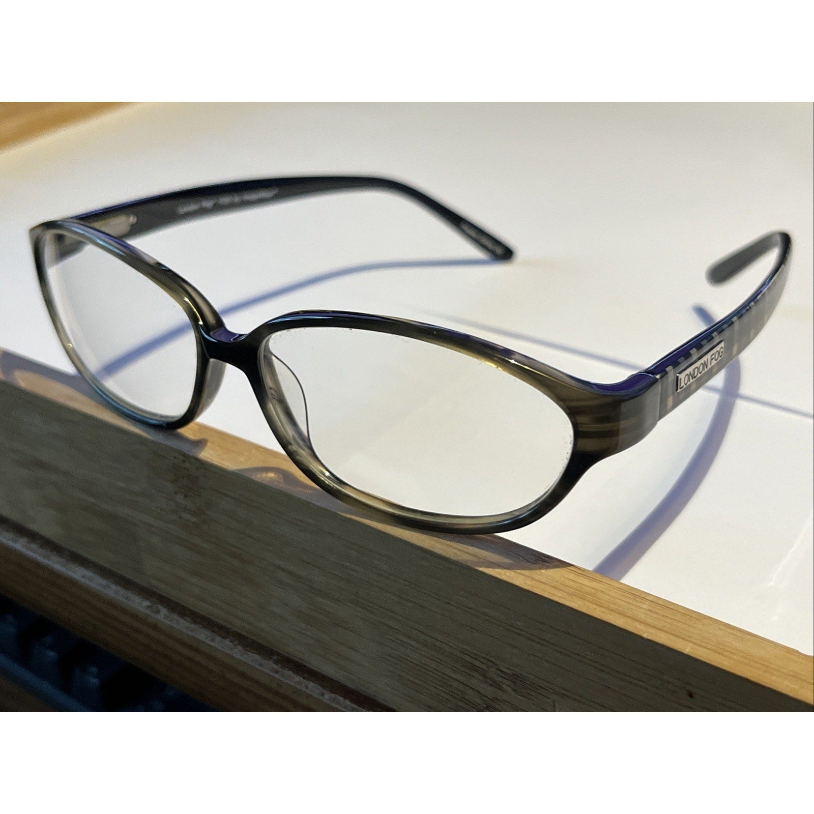 London Fog Eyewear 1123 Image Wear 55-13-140 Grey Plaid eyeglass frames Only