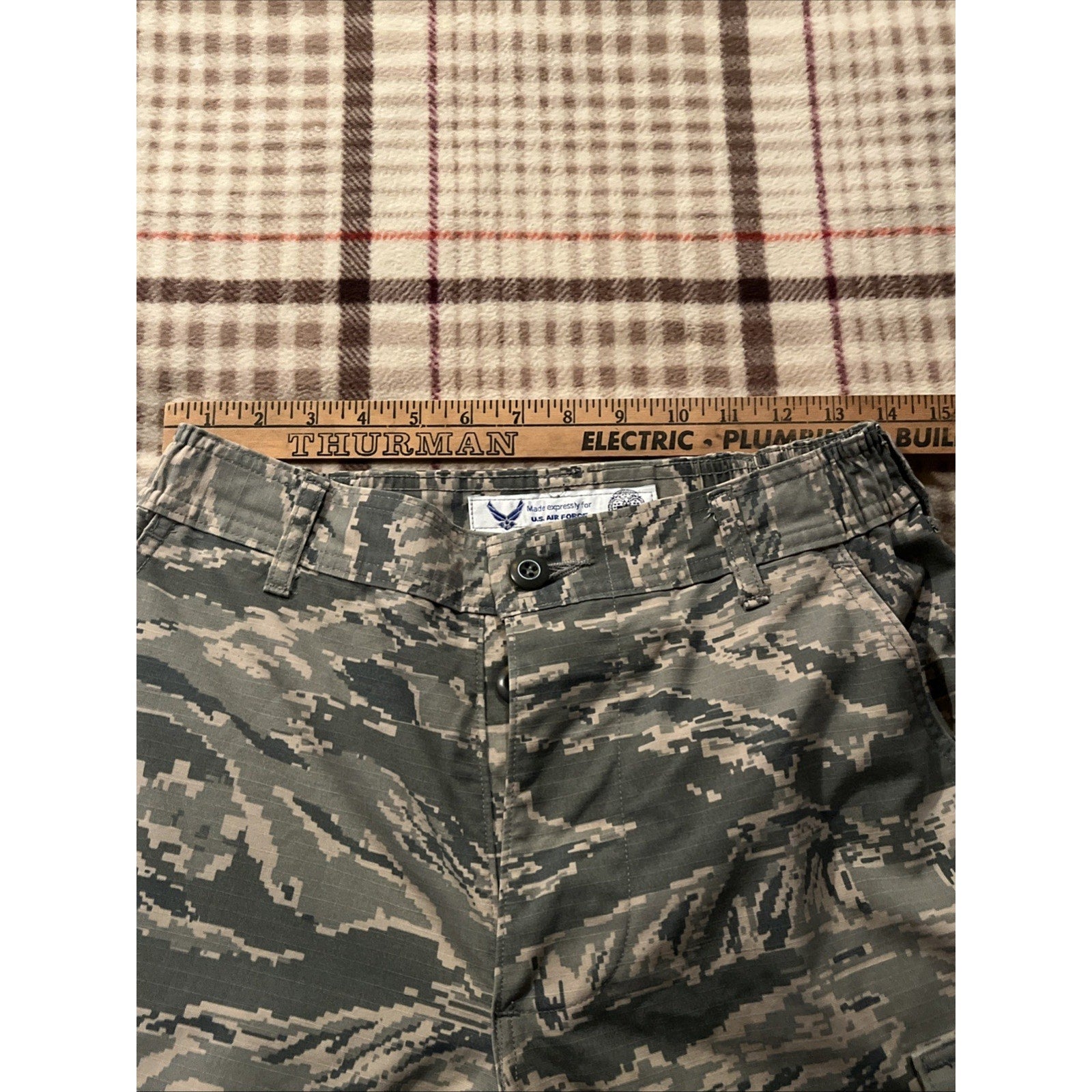Military Air Force Gray Digital Camo Cargo Pants Men’s 30x27 Button Fly Canvas