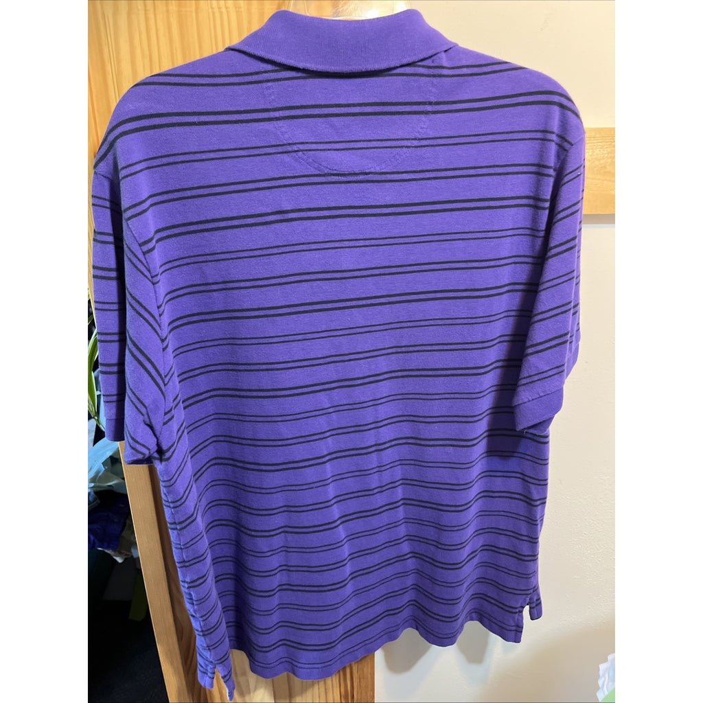 Daniel Cremieux Classics Club 38 Polo Shirt Mens L Purple Striped Short Sleeve