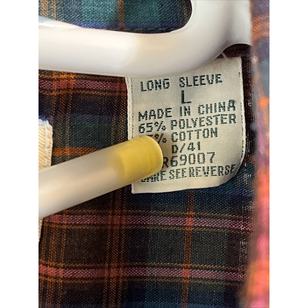 VTG Mens Store Sears Multicolor Plaid Button Front Flannel Shirt Size 16 - 16.5