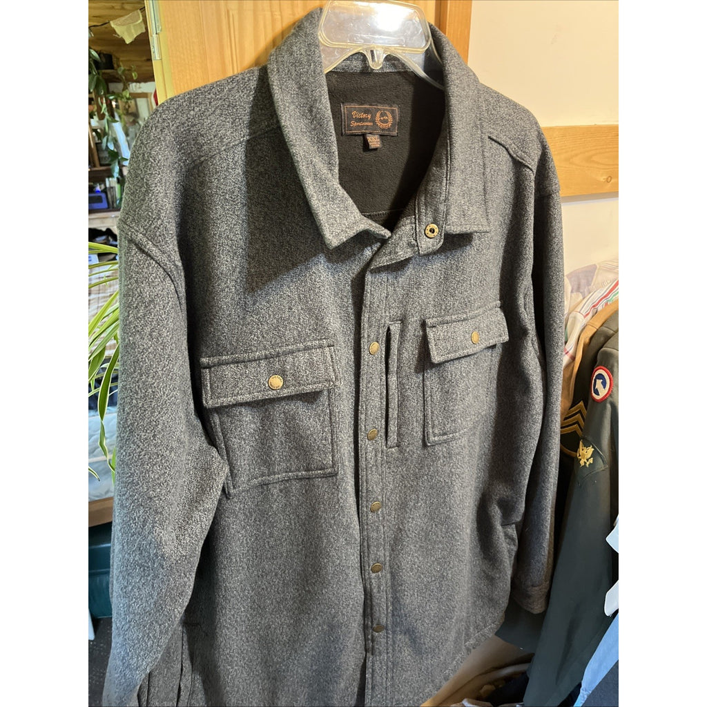 Victory Sportswear Gray flannel Button-Up Shirt Men's Size XXL Fleece Lined