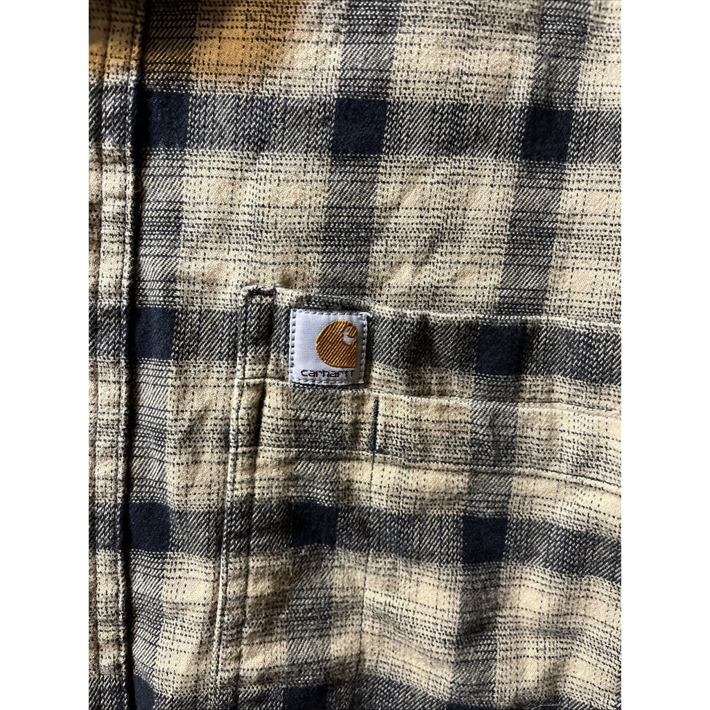 Carhartt Shirt Mens L Brown Plaid Outdoor Relaxed Fit Button Workwear Western