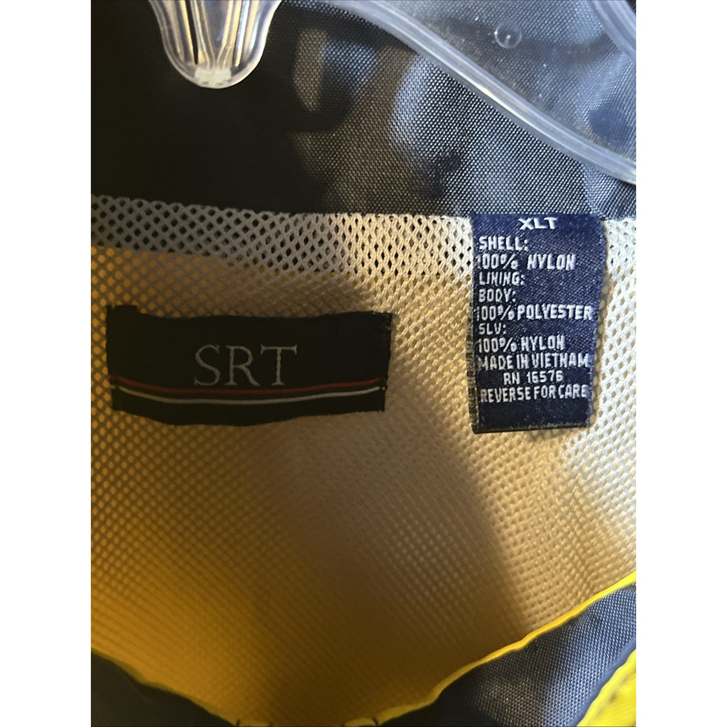 Vintage SRT Full Zip Windbreaker Jacket Shell Mens Navy Blue Yellow LS XLT