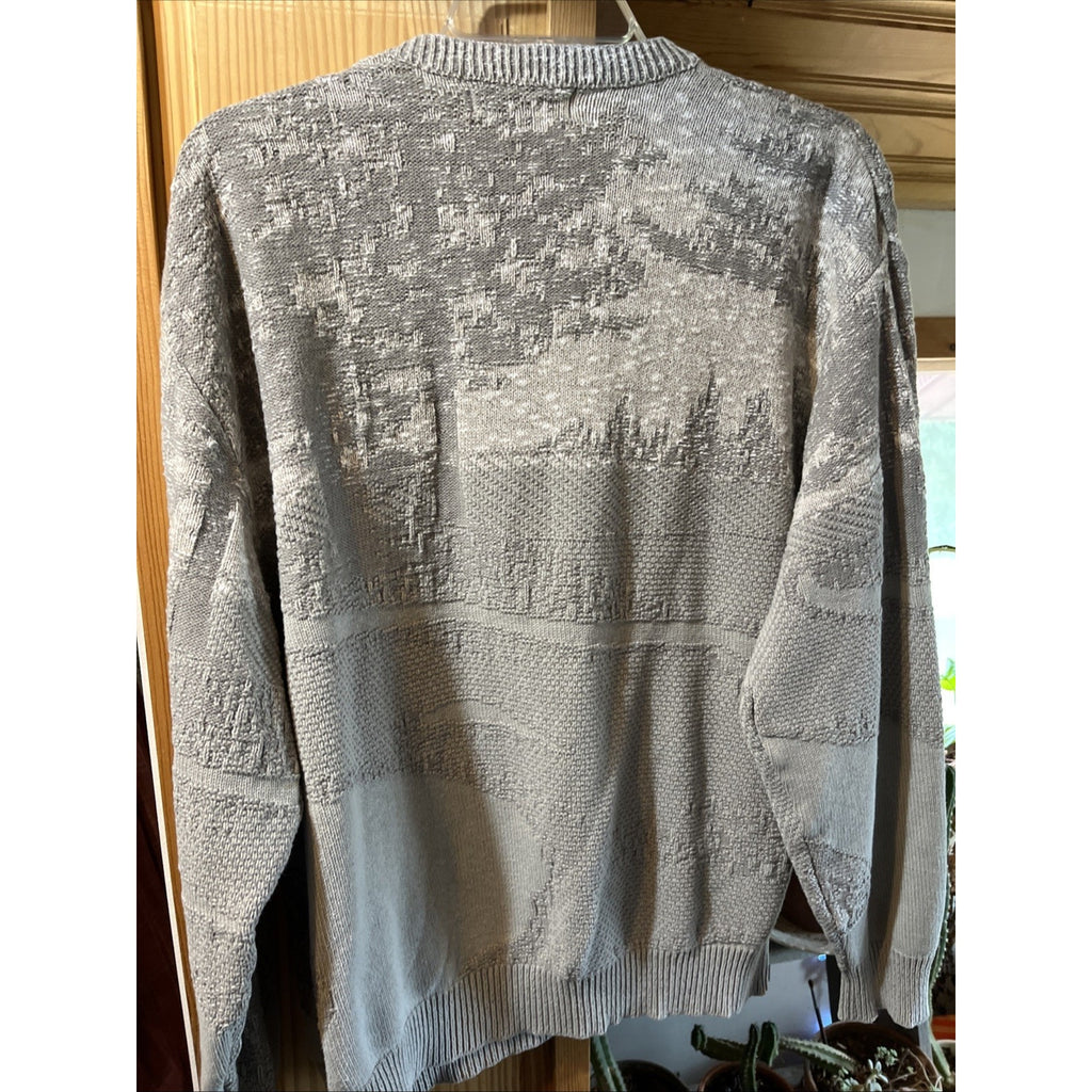 Vintage 90s Carmel Golf Embroidered Pullover Knit Sweater Size L Gray USA HOLE