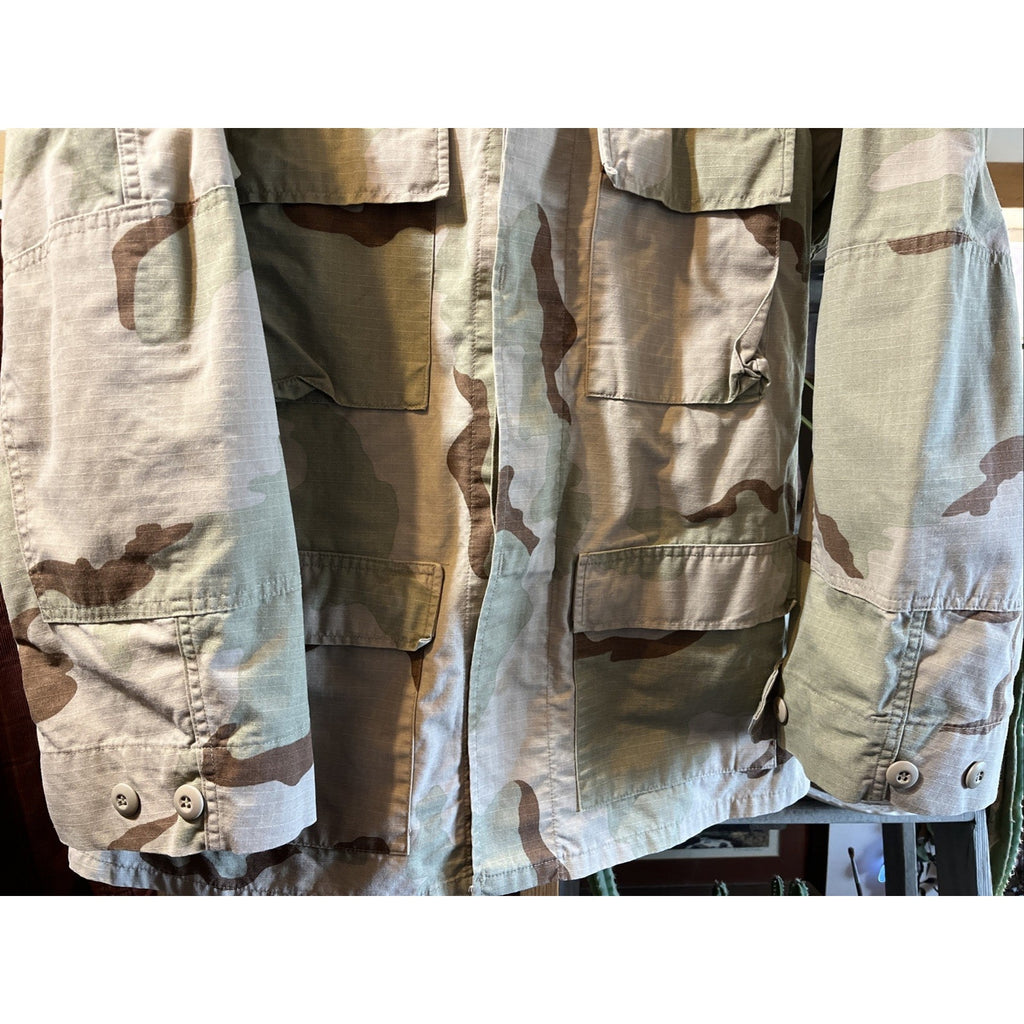 US Army Vintage Camo BDU Field Jacket Shirt Camouflage Military Coat Medium Reg
