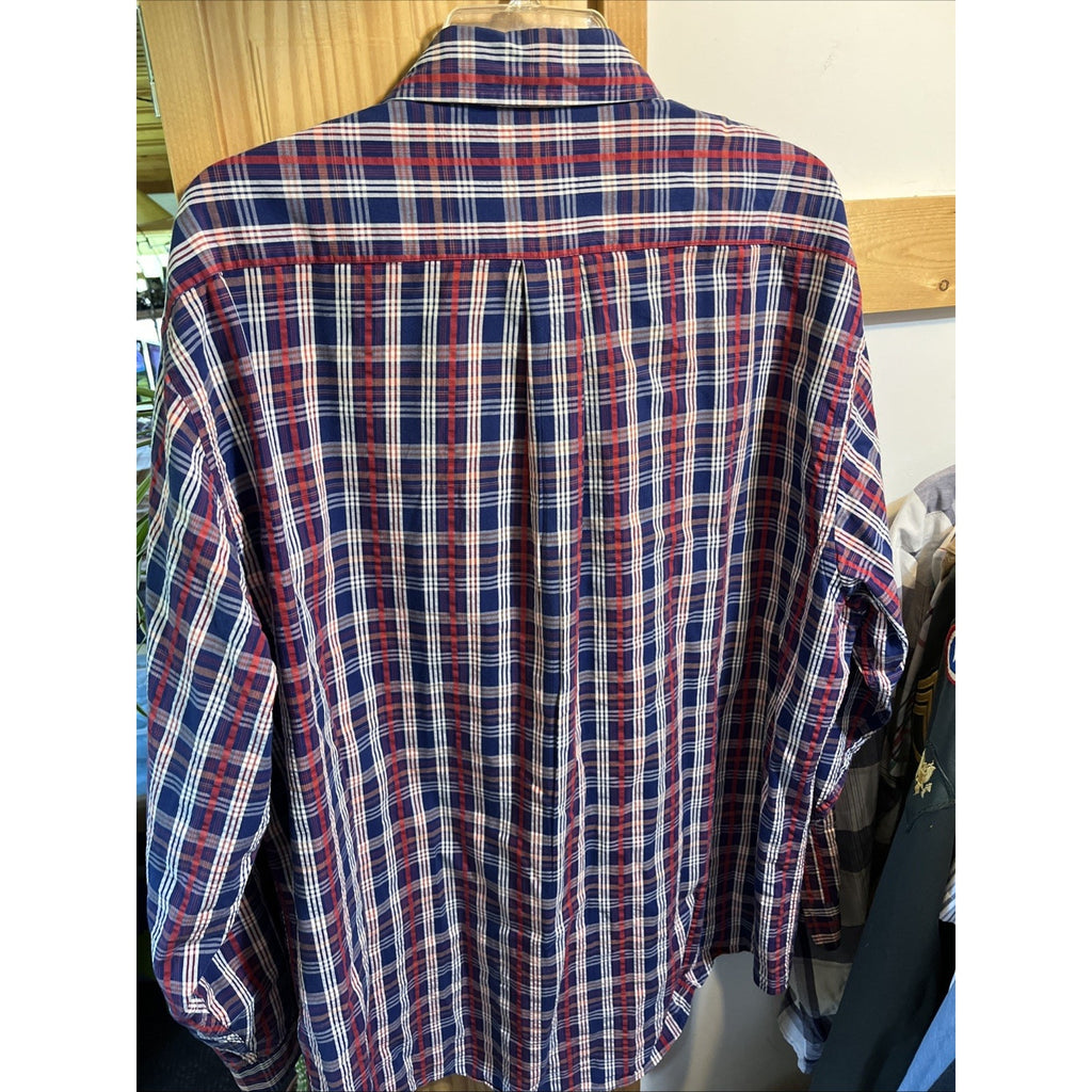 Brooks Brothers Men’s XL Traditional Fit Red Blue Check Dress Long Sleeve Shirt