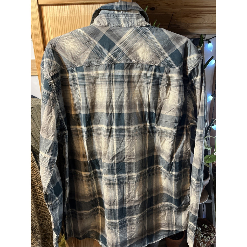 Carhartt Shirt Men L Blue Plaid Outdoor Relaxed Fit Snap Button Workwear Western