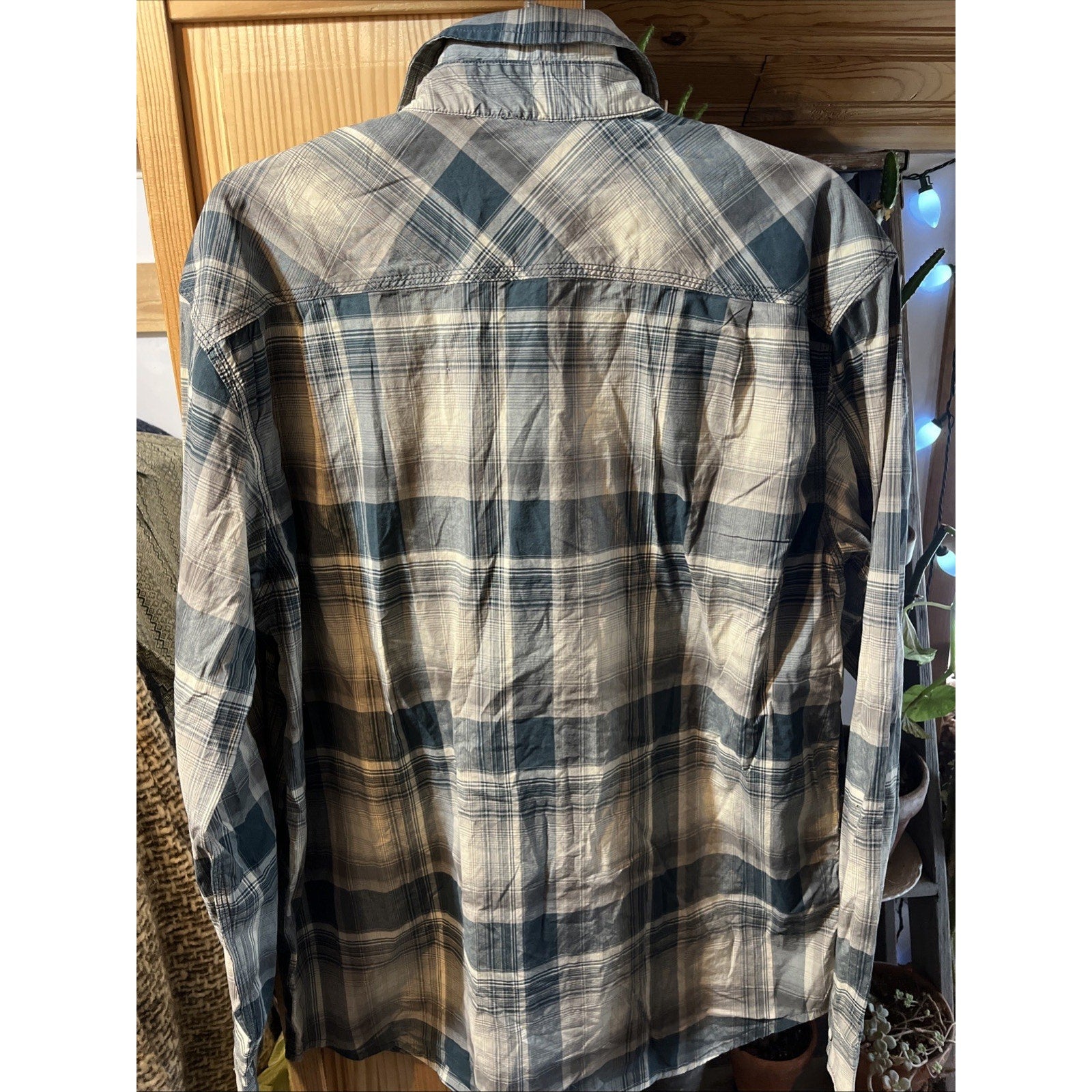 Carhartt Shirt Men L Blue Plaid Outdoor Relaxed Fit Snap Button Workwear Western