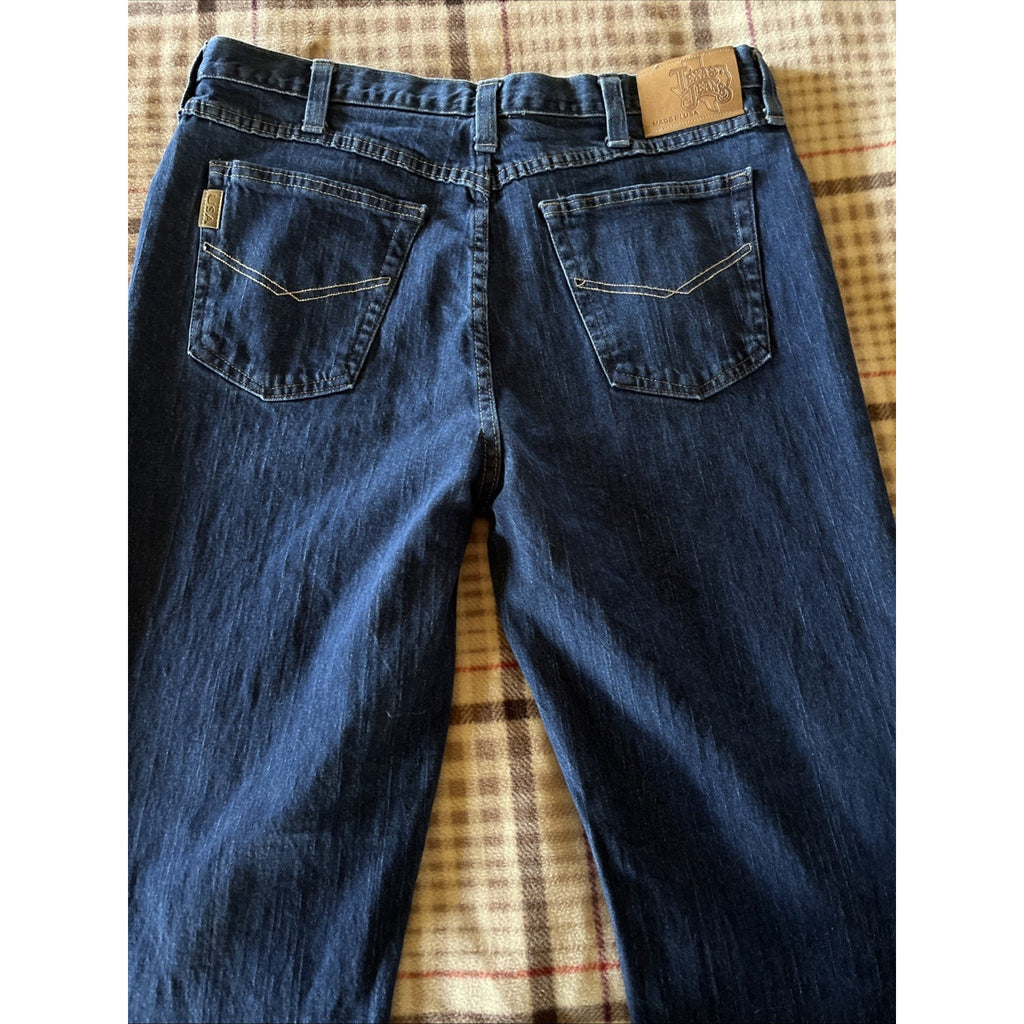 Texas Jeans Mens Demin Blue Relaxed Fit Western Dark Wash Made in USA 38x33
