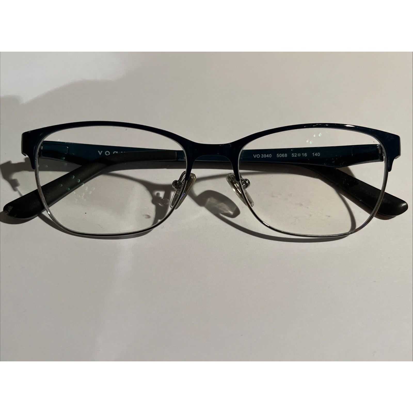 Vogue Eyewear VO 3940 5068 Teal Silver Cat Eye Glasses Frames 52-16-140 Womens