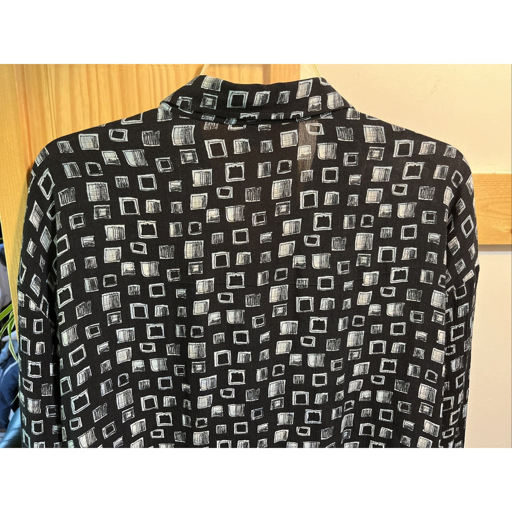 Pronto Uomo Firenze Vintage Men’s Nylon Shirt XL 54 Black LS Button Up Disco