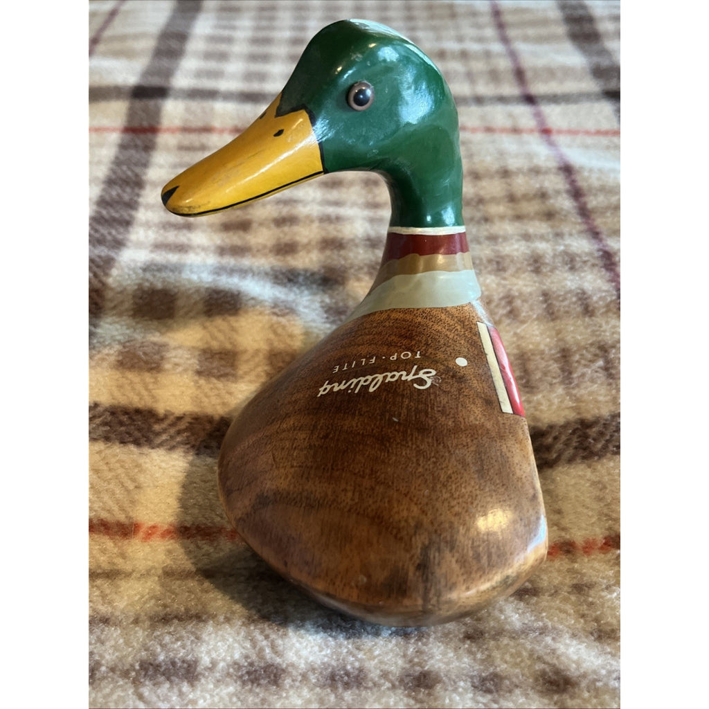 Vintage Duck Hand Carved Painted Wooden Golf Club Head Spalding Top Flite Driver