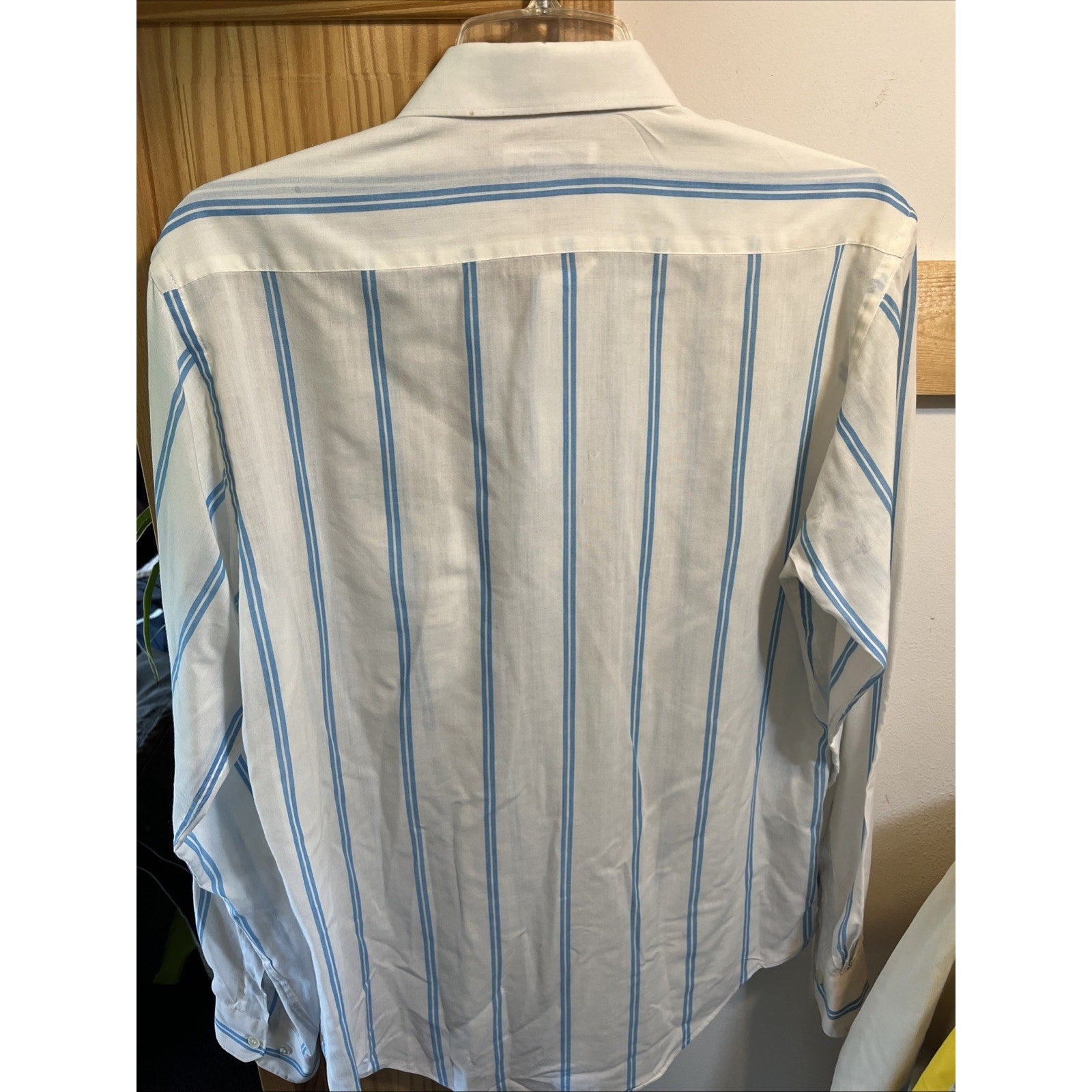 Vintage Christopher Street Men’s Size M 15.5 32-33 Blue Striped Button Up shirt
