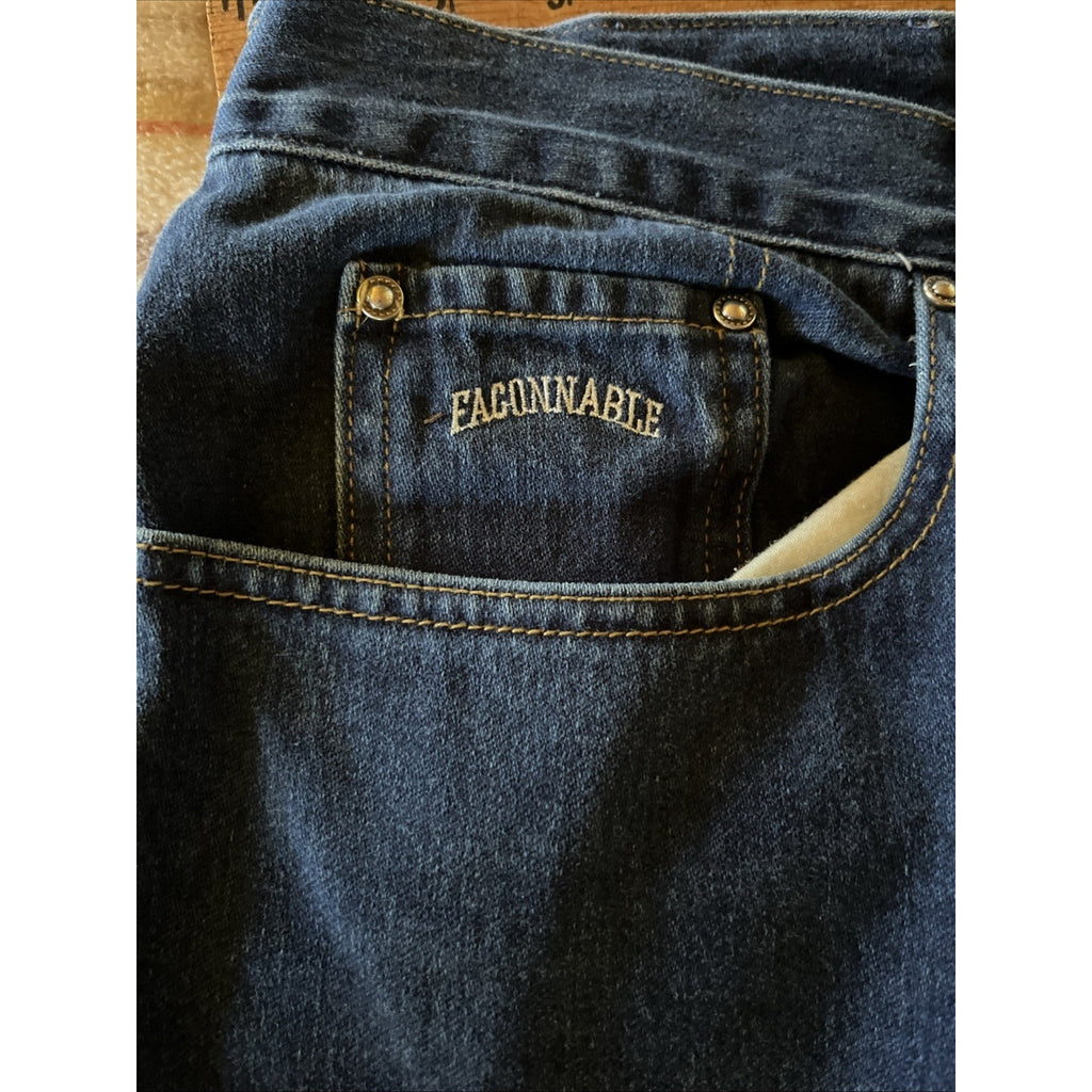 Façonnable Jeans Mens Size 40 R Blue Denim Modele F40 Straight Leg Stretch 40x32