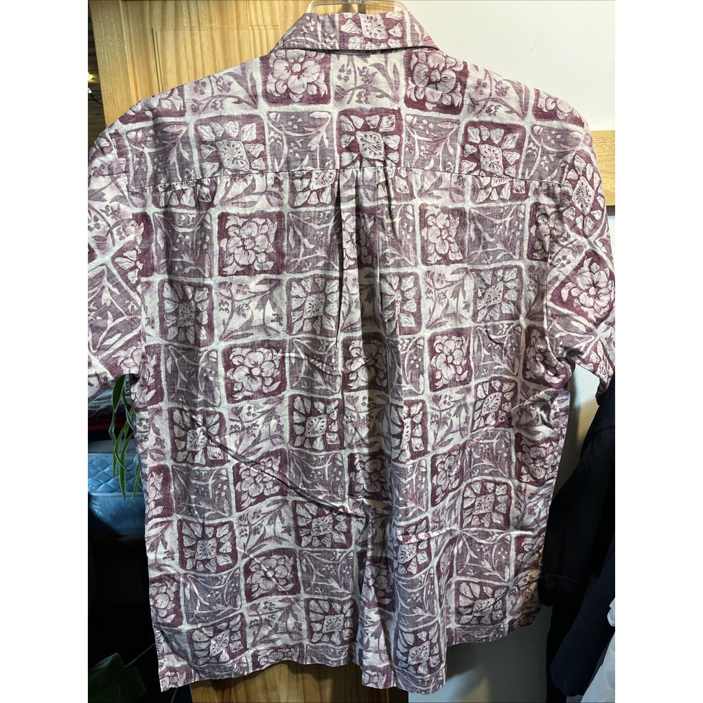 Tori Richard Vintage Men’s L Red Floral SS Button Down Cotton Hawaiian Shirt