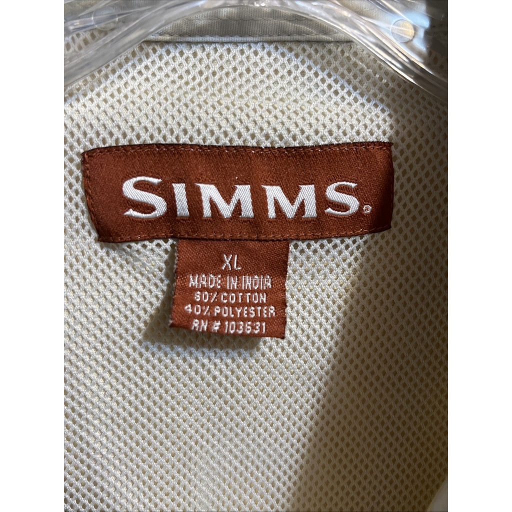 Simms Shirt Men’s Size XL Outdoor Fishing Button Up Long Sleeve Zip Pockets