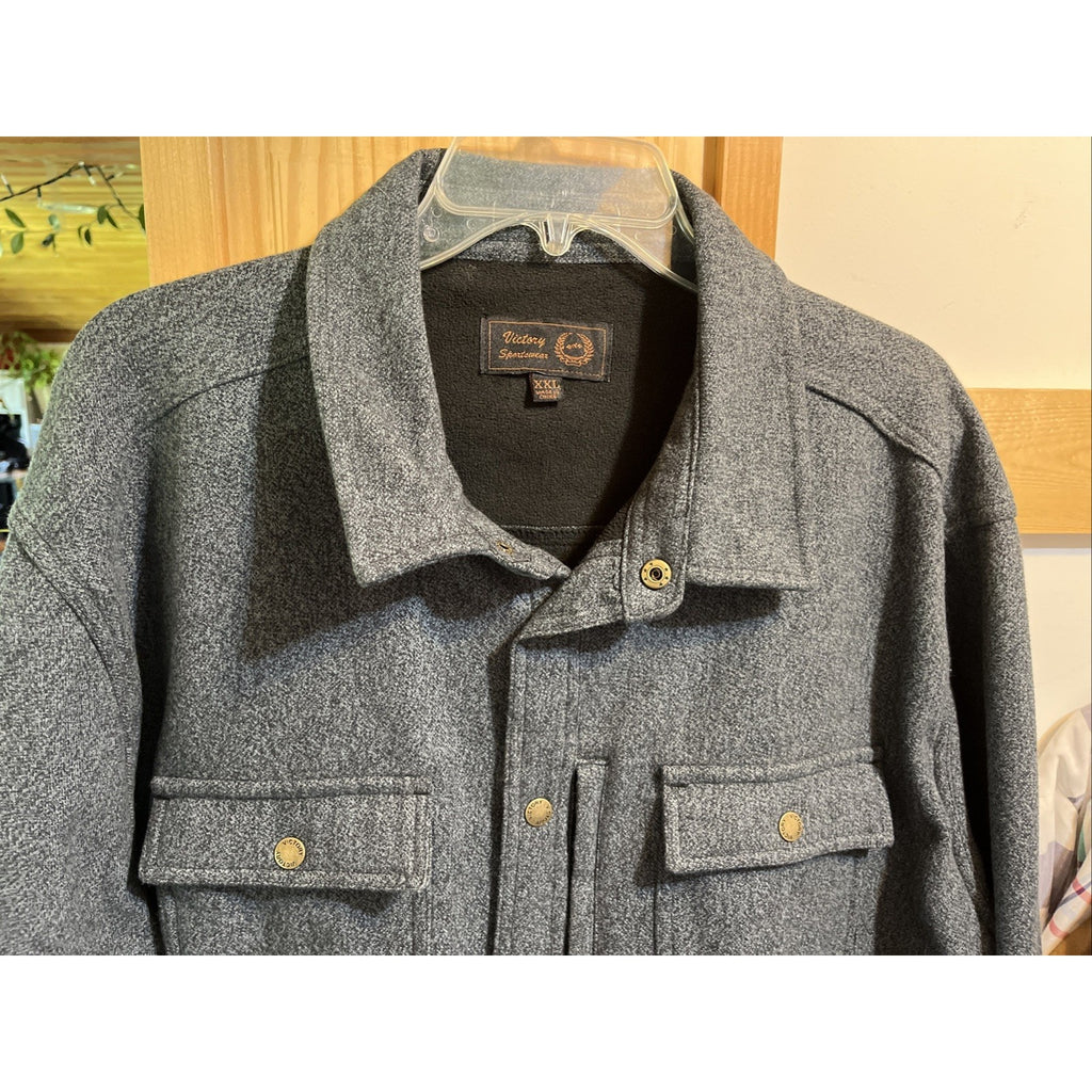 Victory Sportswear Gray flannel Button-Up Shirt Men's Size XXL Fleece Lined