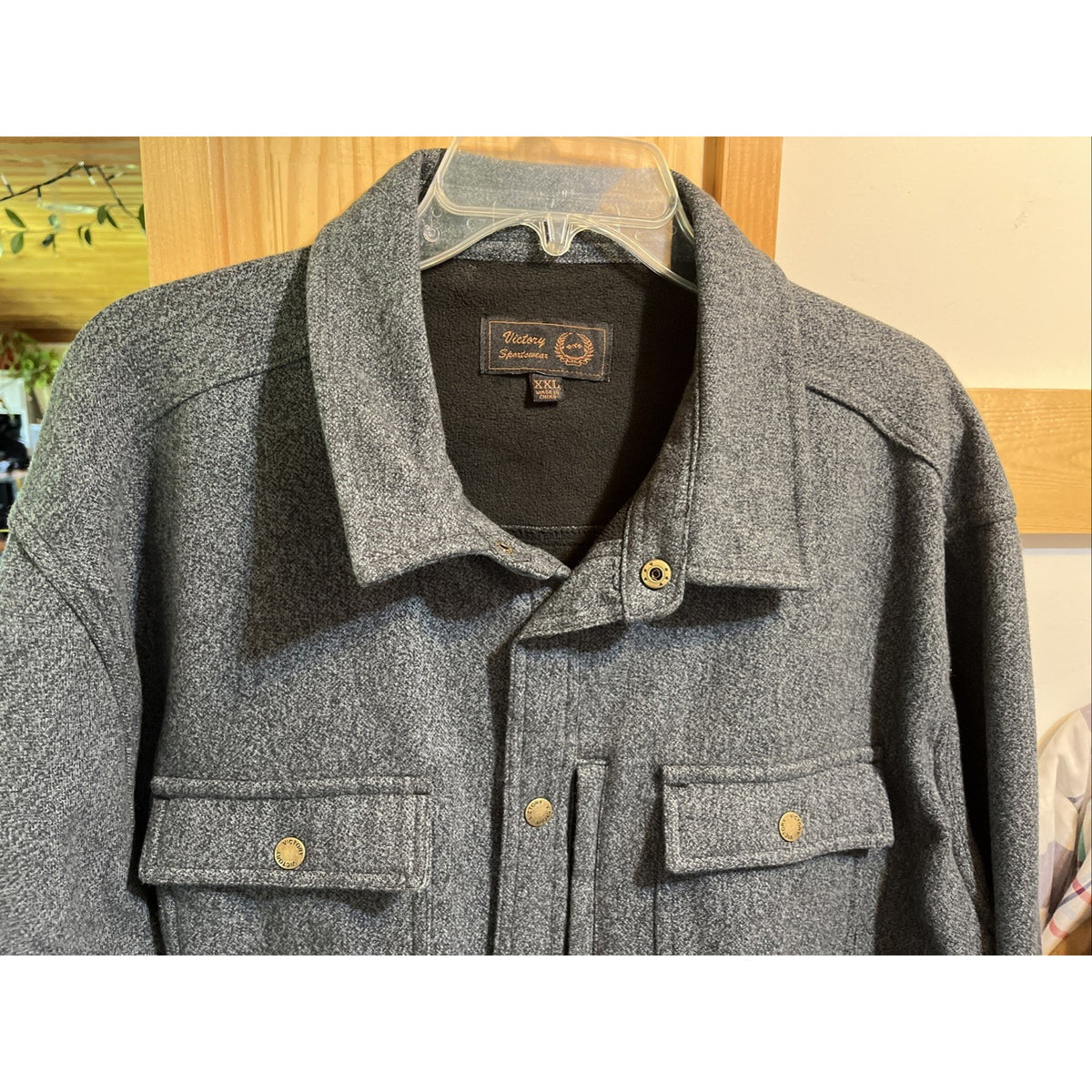 Victory Sportswear Gray flannel Button-Up Shirt Men's Size XXL Fleece Lined