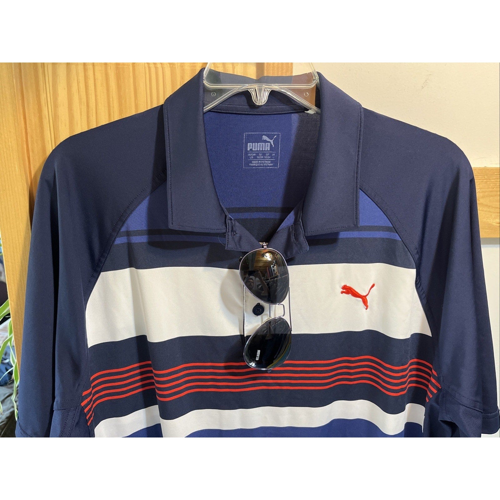 Puma Dry Cell Golf Polo Shirt Men's Size Large Multicolor Striped Performance