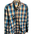 ROPER Shirt Mens Medium Blue Plaid Button Up Long Sleeve Rodeo Western Cowboy