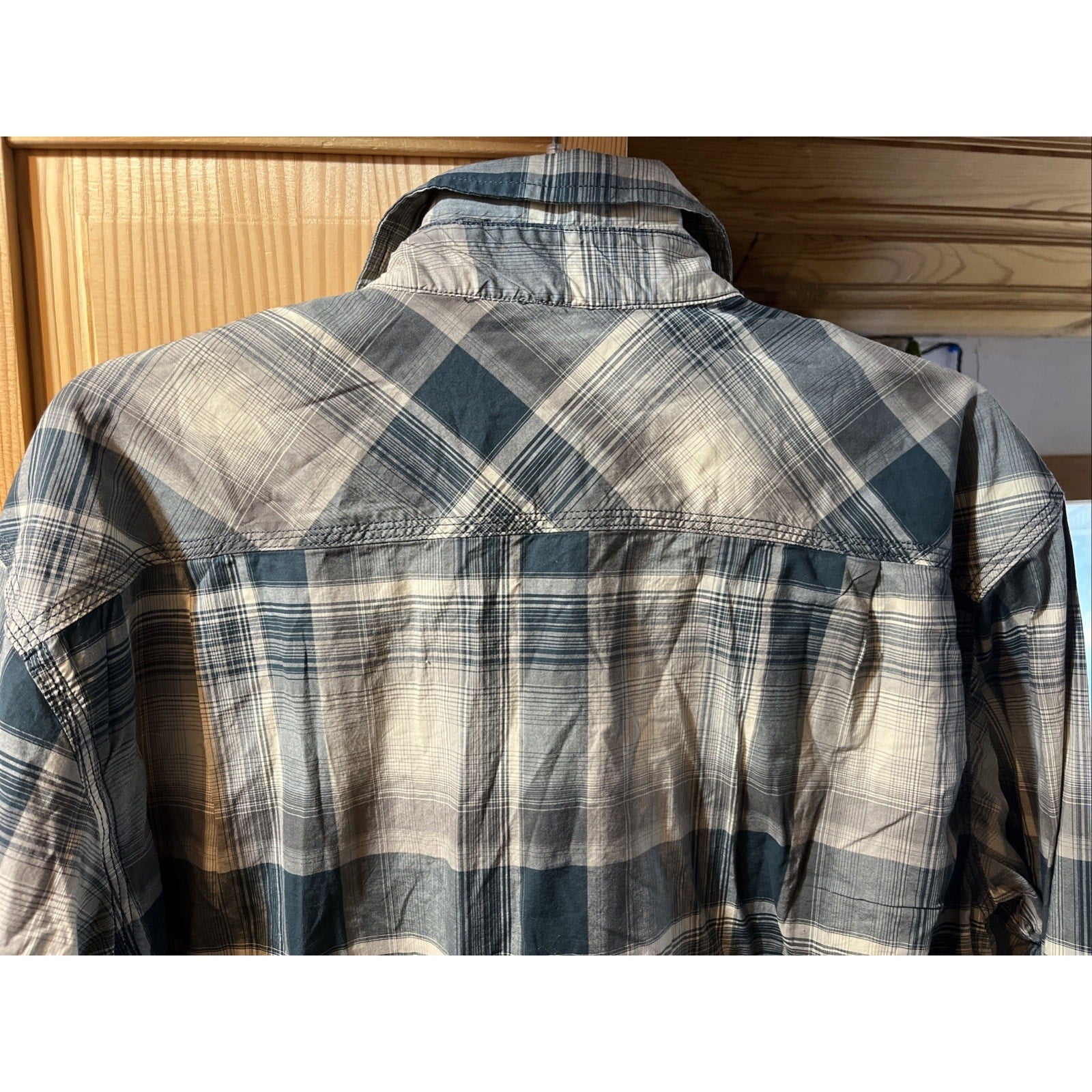 Carhartt Shirt Men L Blue Plaid Outdoor Relaxed Fit Snap Button Workwear Western
