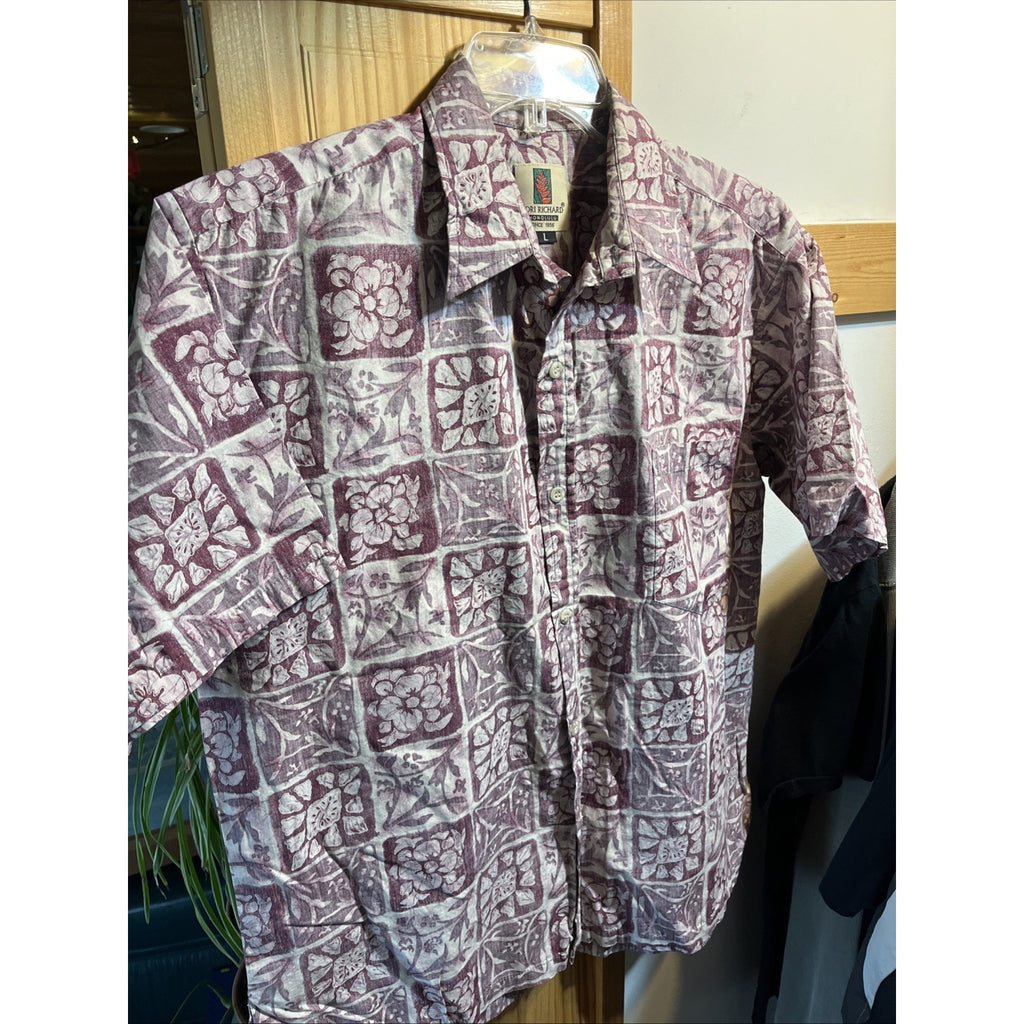 Tori Richard Vintage Men’s L Red Floral SS Button Down Cotton Hawaiian Shirt